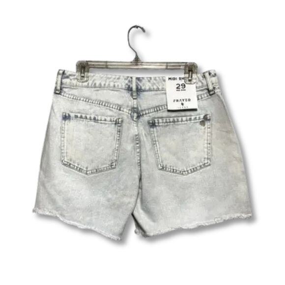 Frayed Denim Cut-Off Shorts High Rise Fit Midi Length Durable Light Blue 29 NWT - Picture 5 of 10